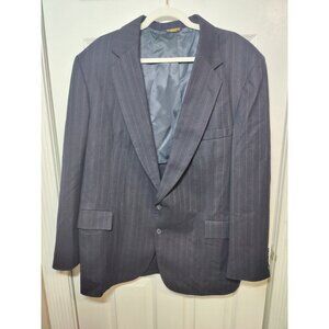 Strathmore By Richmond Black/Gray Pinstripe 100% Wool Suit Jacket 46L
